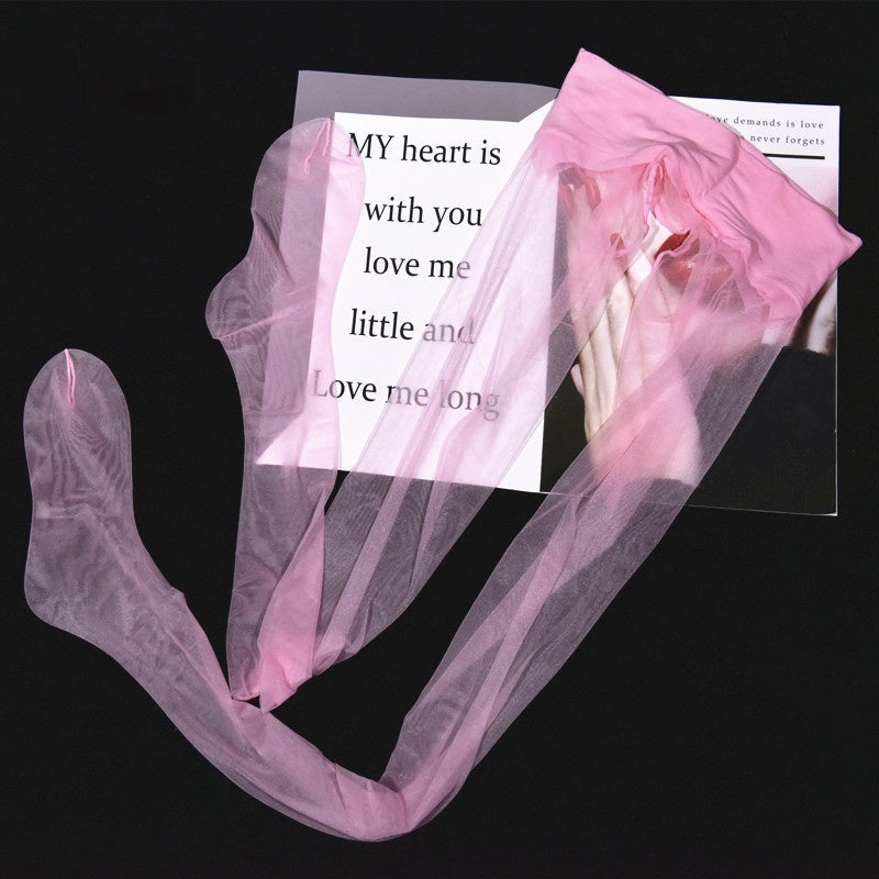 Born Smooth Black Silk Stockings Toe Transparent Seamless Ultra-thin Sexy Cored Silk Open-end Pantyhose