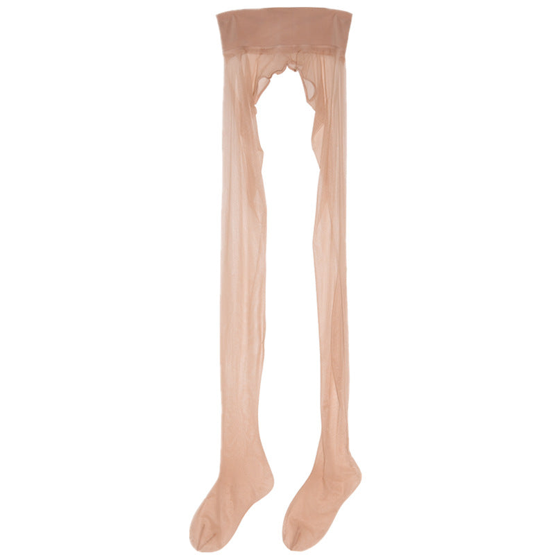 Born Smooth Black Silk Stockings Toe Transparent Seamless Ultra-thin Sexy Cored Silk Open-end Pantyhose